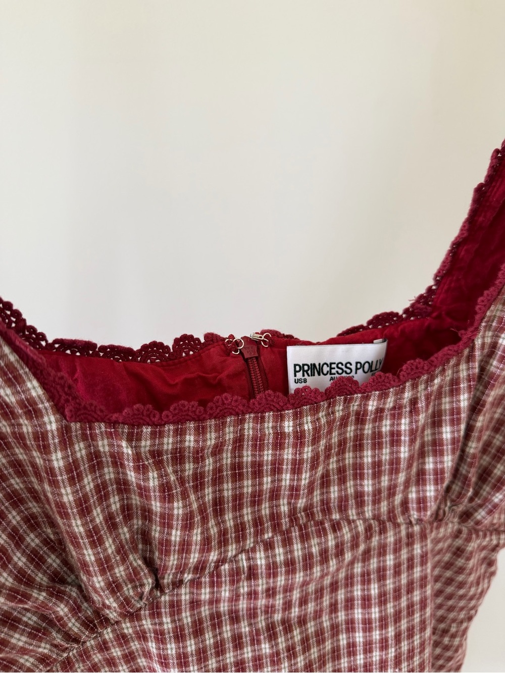Princess Polly Dasha Mini Dress in Red Check - 8 - Picture 6 of 7